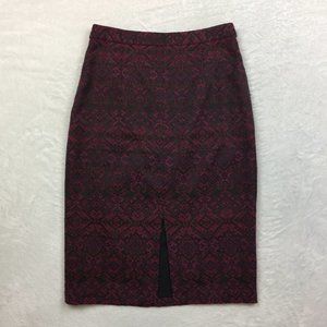 Halogen Pencil Skirt 6P Womans Petite Size Black Purple Front Slit Knee Length